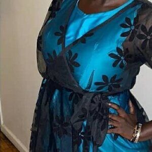 Eye Catching Turquoise  African slip on dress silky Fabric from Senegal